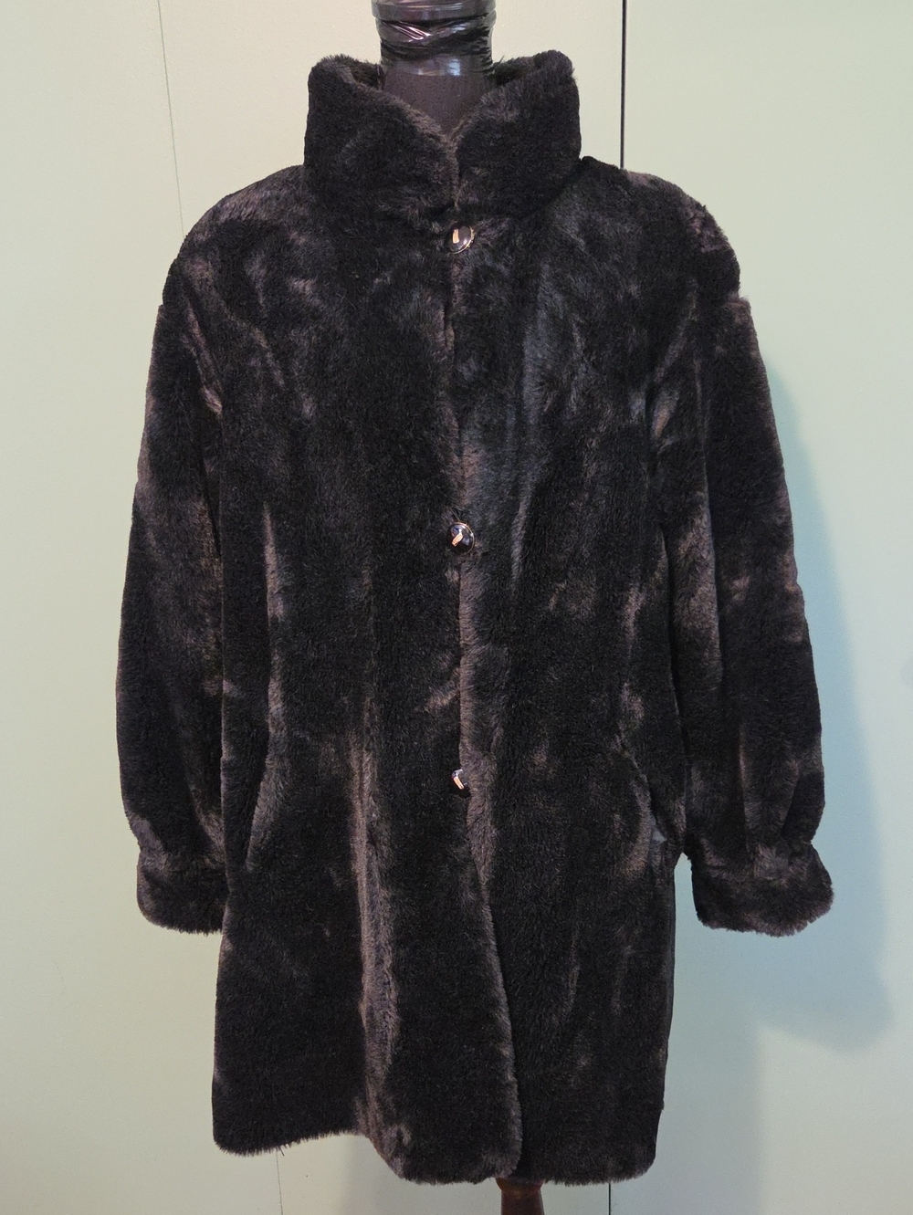 Vintage St. John Coat Collection Marie Gray Black Reversible Winter Dress Coat M